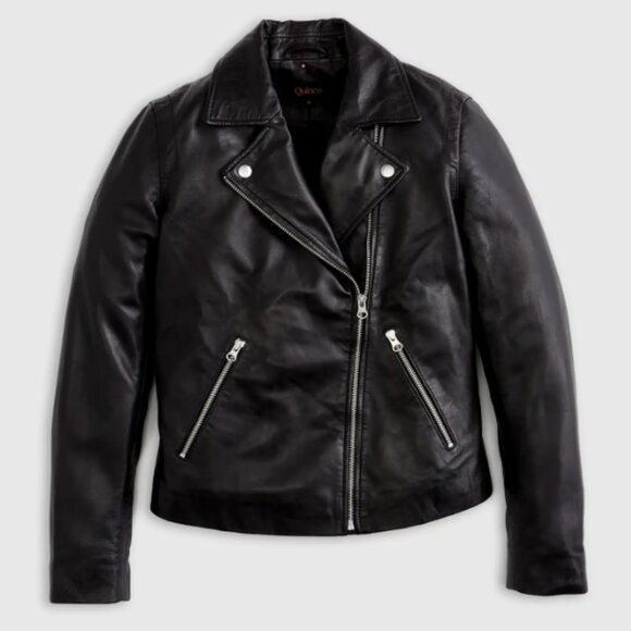 Quince-100% Washed Leather Biker Jacket XL - Picture 3 of 5